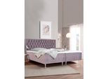 Boxspringbett HOME AFFAIRE "Exclusive", lila (flieder), B:181cm L:208cm, Samtoptik (100% Polyester), Komplettbetten, Boxspringbett, inkl. Topper, 3 Breiten, 3 Härtegrad-Ausführungen