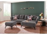 Ecksofa HOME AFFAIRE "Baggio romantische Polsterecke, bequem, Breite 277 cm, L-Form", schwarz (asche), B:277cm H:80cm T:162cm, Sofas, Ecksofa, Zierkissen inklusive, schwarze Metallfüße