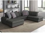 Wohnlandschaft SIT & MORE "Luxor U-Form", grau (graphite), B:329cm T:224cm, Luxus-Microfaser ALTARA NUBUCK (100% Polyester);Soft clean (98% Polyester, 2% Polyamid);Struktur fein (100% Polyester), Sofas, Wohnlandschaft, wahlweise mit Bettfunktion, Bettkasten und Kopfteilverstellung