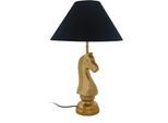 KAYOOM Tischleuchte "Tischlampe Bishop 125", schwarz, 1, H: 62cm, 1 Stk., Leuchten, mit dekorativem Schah-Pferd-Sockel aus Metall, mit Stoffschirm, Tischleuchte