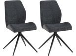 Esszimmerstuhl BYLIVING "Snap 2er-Set", grau (anthrazit, schwarz, anthrazit), B:46cm H:87cm T:55cm, Metall, Polyester, Stoff, Stühle, Esszimmerstuhl, mit 360 Grad Drehfunktion, Vintage Mikrofaser und Boucle Stoff