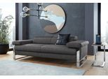 2-Sitzer W.SCHILLIG "finn", grau (anthrazit s22), B:210cm H:71cm T:106cm, Flachgewebe S22 (100% Polyester);Stoff S37 (100% Polyester);Longlife Xtra-Leder Z59: Glattleder mit modischer Prägung. Hautstärke 0, 9 - 1, 1 mm, Sofas, 2-Sitzer, German Design Award 2016, Fußgestell Chrom glänzend, Breite 210 cm