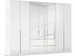 Drehtürenschrank OTTO HOME "Kleiderschrank Kleiderschränke Schrank Garderobe AGORDO mit Glasfront", weiß (alpinweiß, glas kristallweiß), B:315cm H:229cm T:54cm, Holzwerkstoff, Schränke, Drehtürenschrank, mit Außenschubkästen, in 7 Breiten und 2 Höhen MADE IN GERMANY