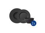 Geschirr-Set VILLEROY & BOCH "Starter-Set Manufacture Rock schwarz", schwarz, Porzellan, Geschirr-Sets, Geschirr-Set