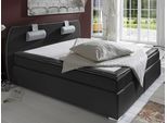 Boxspringbett "Rex", schwarz, Liegefläche B/L: 140cm x 200cm, H2 + H2, Bonnell-Federkernmatratze, Kopfteil, untere Box, Obermatratze und Topper sind mit pflegeleichtem Strukturstoff (65% Polypropelen, 35% Polyester) bezogen.;Die Nackenkissen sind mit Strukturstoff (65% Polypropelen, 35% Polyester) bezogen.;Die Spiegelfläche der Unterfederung ist mit einem rutschhemmenden Vlies (Jersey) aus 100% Po