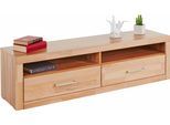 Lowboard OTTO HOME "Ribe,140cm breit,38cm hoch mit 2 Klappen,Oberplatte aus Massivholz", beige (kernbuche teilmassiv), B:140cm H:38cm T:35cm, Holz teilmassiv, Sideboards, Lowboard, Holz massiv, Holzwerkstoff, Metall Griffe,2 Klappen