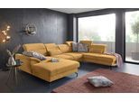 Wohnlandschaft SIT & MORE "Percy U-Form", gelb (mustard), B:343cm T:235cm, Sofas, Wohnlandschaft, 15 cm Fußhöhe, Sitztiefenverstellung, wahlweise in 2 Fußfarben