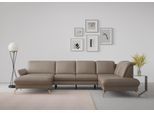 Wohnlandschaft SIT & MORE "Fashion U-Form", grau (taupe), B:338cm H:84cm T:207cm, Sofas, Wohnlandschaft, wahlweise mit Kopfteilverstellung, Vorziehsitz, motorisch, Nickelfüße