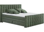 Boxspringbett ED EXCITING DESIGN "Mendoza", grün (oliv), B:203cm L:222cm, 95% Polyester, 5% Polyamide, Komplettbetten, Boxspringbett, inkl. Bettkasten, erhältlich in den Breiten 160cm & 180cm