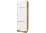 Kühlumbauschrank KOCHSTATION "KS-Toronto, Höhe 200 cm", weiß (weiß, wotaneiche), B:60cm H:200cm T:58cm, Holzwerkstoff, Schränke, Kühlumbauschrank