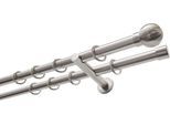 Gardinenstange GARDINIA "Set Metall" Gr. 1, silber (edelstahlfarben), L:160cm Ø:20mm, Aluminium, Gardinenstangen, Gardinenstange, 2-Lauf