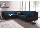 Ecksofa TRENDMANUFAKTUR "Rondo 3, zeitlos und modern, im Materialmix, L-Form", schwarz (schwarz, petrol), B:267cm H:85cm T:247cm, Luxus-Microfaser ALCAZAR;Struktur fein;Kunstleder SOFTLUX / Struktur (77% Polyester; 23% Polyacryl), Sofas, Ecksofa, wahlweise Federkern für hohen Sitzkomfort, wahlweise Bettfunktion