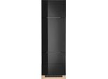 Kühlumbauschrank KOCHSTATION "KS-Brindisi", schwarz (schwarz hochglanz, eiche sonoma), B:60cm H:200cm T:60cm, MDF, Schränke, Kühlumbauschrank, 60 cm breit, 200 cm hoch, hochwertige MDF Fronten