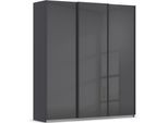 Schwebetürenschrank OTTO HOME "Kleiderschrank Schrank Garderobe AGORDO mit Glasfront", grau (graumetallic, glas basalt), B:203cm H:229cm T:62cm, Holzwerkstoff, Schränke, Schwebetürenschrank, durchdachte Innenausstattung, in 4 Breiten und 2 Höhen MADE IN GERMANY