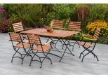 Garten-Essgruppe MERXX "Schloßgarten", braun, B:58cm H:95cm T:66cm, FSC-zertifiziertes Massivholz, Stahl, Sitzmöbel-Sets, Garten-Essgruppe, 4 Klappsessel, Gartentisch