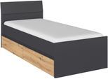 Stauraumbett RAUCH "Doppelbett Einzelbett Bett für kleine Räume Stauraum JOEL", schwarz (graumetallic, eiche artisan), B:95cm H:90cm L:209cm, Betten, Stauraumbett, praktische Bettschubkästen für zusätzlichen Stauraum MADE IN GERMANY