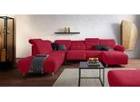 Wohnlandschaft HOME AFFAIRE "Manhattan U-Form", rot, B:345cm H:102cm T:247cm, Luxus Microfaser2 (90% Polyester, 10% Polyamid);Flachgewebe (100% Polyester);Luxus-Microfaser1 (100% Polyester), Sofas, Wohnlandschaft, 2 Sitze mit elektrischer Relaxfunktion, verstellbare Armlehnen