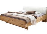 Holzbett WIEMANN "Cardiff, Bettgestell, Bettrahmen, teilmassiv, mit Polsterkopfteil", bianco, eiche teilmassiv, B:140cm L:220cm, Betten, Holzbett, Fußteil aus Massivholz, verschiedene Größen