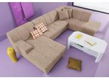 Wohnlandschaft HOME AFFAIRE "Anzio, modern und gemütlich, niedrige Armlehne, U-Form", beige (natur), B:297cm H:75cm T:82cm, Primabelle-Microfaser aus 100% Polyester;SOFTLUX-Kunstleder;Struktur-Bezug aus 90% Polyester und 10% Polyacryl;NaturLEDER, Rindsleder, Sofas, Wohnlandschaft, wahlweise mit Bettfunktion