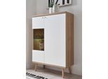 Vitrine HOME AFFAIRE "Merle", weiß (eiche riviera nb, weiß matt), B:90cm H:134cm T:40cm, Holzwerkstoff, Schränke, Vitrine, Scandi Design, Höhe 134 cm