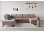 Wohnlandschaft SIT & MORE "Sinatra U-Form", lila (flieder), B:326cm H:85cm T:220cm, 90% Polyester, 10% Polyamid, Sofas, Wohnlandschaft, optional mit Kopfteilverstellung und Armteilfunktion, Metallfüße