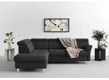 Ecksofa SIT & MORE "Marano L-Form", grau (anthrazit), B:252cm T:216cm, 100% Polyester, Sofas, Ecksofa, inklusive Kopfteilverstellung, wahlweise mit Bettfunktion, Bettkasten