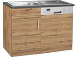 Spülenschrank KOCHSTATION "KS-Colmar", braun (wotaneiche), B:110cm H:85cm T:60cm, Holzwerkstoff, Schränke, Spülenschrank, 110 cm, Front und Sockelblende für teilintegrierten Geschirrspüler