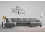 Wohnlandschaft SIT & MORE "Fashion U-Form", schwarz, B:338cm H:84cm T:207cm, Sofas, Wohnlandschaft, wahlweise mit Kopfteilverstellung, Vorziehsitz, motorisch, Metallfüße