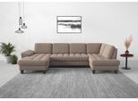 Wohnlandschaft SIT & MORE "Westham U-Form", grau (taupe), B:338cm H:88cm T:172cm, 90% Polyester 10%Polyamid, Sofas, Wohnlandschaft, wahlweise mit Bettfunktion, Bettkasten, Sitztiefenverstellung
