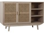Sideboard SALESFEVER "Vejle Charmante Kommode für Stauraum", beige (natur), B:100cm H:65cm T:36cm, Furnier, Geflecht Rattan, MDF, Sideboards, Sideboard, Charmante Kommode mit Rattan-Wiener-Geflecht Türfronten