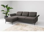 Ecksofa SIT & MORE "Emely, inkl. Sitztiefenverstellung", grau (fango), B:264cm H:92cm T:198cm, 100% Polyester, Sofas, Ecksofa, wahlweise mit Bettfunktion,Bettkasten,Kopf- & Armteilverstellung