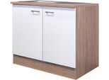 Spülenschrank FLEX-WELL "Samoa", weiß (weiß, sonoma eiche), B:100cm H:85cm T:57cm, Holzwerkstoff, Schränke, Spülenschrank, (B x H x T) 100 x 85 x 60 cm, inkl. Einbauspüle
