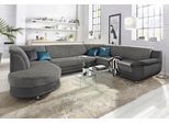 Wohnlandschaft TRENDMANUFAKTUR "Rondo 3, zeitlos und modern, im Materialmix, U-Form", grau (dunkelgrau, grau, weiß), B:320cm H:85cm T:94cm, Kunstleder SOFTLUX / Struktur (77% Polyester; 23% Polyacryl);Luxus-Microfaser ALCAZAR (100% Polyester) / Feinstruktur (100% Polyester), Sofas, Wohnlandschaft, wahlweise für mehr Komfort mit Federkern, wahlweise mit Bettfunktion