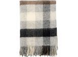 Wolldecke HEITMANN FELLE "Wool", grau (karo), B:130cm L:200cm, Wolle, Wohndecken, Wolldecke, reine Wolle, 130x200 cm, mit Fransen, kariert oder uni, Wohnzimmer