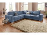 Ecksofa SIT & MORE "Santorini L-Form", blau, B:276cm H:82cm T:271cm, Struktur (100% Polyester);Struktur fein (95% Polyester, 5% Polyamid), Sofas, Ecksofa, mit Federkern und Sitztiefenverstellung, wahlweise mit Bettfunktion