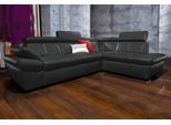 Ecksofa EXXPO - SOFA FASHION "Salerno, Funktionssofa, hoher Sitzkomfort, Breite 268cm, L-Form", schwarz, B:268cm H:77cm T:204cm, NaturLeder;Primabelle-Microfaser (100% Polyester);Luxus-Kunstleder, Sofas, Ecksofa, inkl. Kopf- und Armteilverstellung, wahlweise mit Bettfunktion