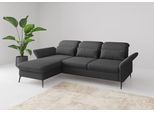 Ecksofa SIT & MORE "Emely, inkl. Sitztiefenverstellung", grau (dunkelgrau), B:264cm H:92cm T:198cm, 95%Polyester, 5% Polyamid, Sofas, Ecksofa, wahlweise mit Bettfunktion,Bettkasten,Kopf- & Armteilverstellung