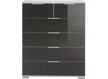 Schubkastenkommode WIMEX "Easy", weiß (weiß, grauglas), B:82cm H:102cm T:41cm, Sideboards, Schubkastenkommode, mit Glas- oder Spiegelfront