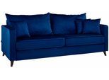 3-Sitzer HOME AFFAIRE "Renesse", blau, B:203cm H:90cm T:90cm, Samtvelours 100% Polyester;Luxus-Microfaser ALTARA NUBUCK (100% Polyester), Sofas, 3-Sitzer, lose Kissen, Keder an Sitzkissen