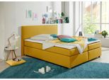 Boxspringbett HOME AFFAIRE "Eliana", gelb (curry), B:167cm L:210cm, Komplettbetten, Boxspringbett, inkl. Topper, in 4 Breiten, 3 Matratzenarten und 2 Härtegraden