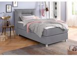 Boxspringbett MAINTAL, grau, Liegefläche B/L: 100cm x 200cm, H2 + H2, Kaltschaummatratze, Bezug: Strukturstoff aus 100% Polyester;Bezug der Spiegelfläche Matratzendrell aus 100% Polyester;Bezug des Toppers: 100% Polyester, Komplettbetten, Boxspringbett, inkl. Topper