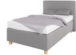 Boxspringbett, grau (strukturstoff grau), Liegefläche B/L: 120cm x 200cm, H3, Bonnell-Federkernmatratze, WESTFALIA SCHLAFKOMFORT, Komplettbetten, Boxspringbett, mit Zierkissen