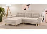 Ecksofa HOME AFFAIRE "Ahrdorf mit Bettfunktion und Bettkasten, Maße: B/H/T 268/86/175 cm", beige, B:268cm H:86cm T:175cm, 100% Polyester, Sofas, Ecksofa, L-Form mit 3 Rückenkissen und moderne gerundete Armlehnen