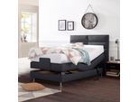 Boxbett, grau (anthrazit), B:114cm L:210cm, Box und Kopfteil: Feinstrukturstoff (77% Polyester und 23% Viskose);Bezug der Obermatratze: 100% Polyester, WESTFALIA SCHLAFKOMFORT, Komplettbetten, Boxbett, mit Motor in diversen Ausführungen