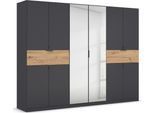 Drehtürenschrank RAUCH "Kleiderschrank Schrank Garderobe Wäscheschrank TICAO", grau (graumetallic, eiche artisan), B:271cm H:210cm T:54cm, Holzwerkstoff, Schränke, Drehtürenschrank, mit 2 geräumigen Schubladen, viel Stauraum MADE IN GERMANY