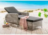 Gartenliege DESTINY "CASA", weiß (altweiß), Obermaterial: 100% Polyester. Füllung: 100% Polyurethan. Innenseite: 100% Polyester, Gartenliegen, Gartenliege, Aluminium, Polyrattan, m. Rollen und Auflage, 202x83x58cm, verstellbar