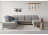 Wohnlandschaft SIT & MORE "Sinatra U-Form", silber, B:326cm H:85cm T:220cm, 90% Polyester, 10% Polyamid, Sofas, Wohnlandschaft, optional mit Kopfteilverstellung und Armteilfunktion, Metallfüße