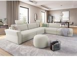 Ecksofa SIT & MORE "Cadabra L-Form", beige (linen), B:356cm H:80cm T:292cm, Samtoptik (100% Polyester);Soft clean (98% Polyester, 2% Polyamid);Struktur fein (100% Polyester), Sofas, Ecksofa, Breite 356 cm, mit Sitztiefenverstellung