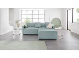 Ecksofa HOME AFFAIRE "Marva 3tlg. L-Form", grün (mint), B:220cm H:89cm T:180cm, Struktur fein (100% Polyester);Samtoptik (100% Polyester), Sofas, Ecksofa, beide Armlehnelemente ausziehbar für Bettfunktion, mit Bettkasten