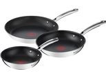 Pfannen-Set TEFAL "Duetto+, langlebige Antihaftversiegelung, Thermo-Signal", schwarz (schwarz, edelstahl), B:32,5cm Ø:28cm, Pfannen, Pfannen-Set, Edelstahl-Griff, Induktionspfanne, für aller Herdarten geeignet,G732S3, Topseller